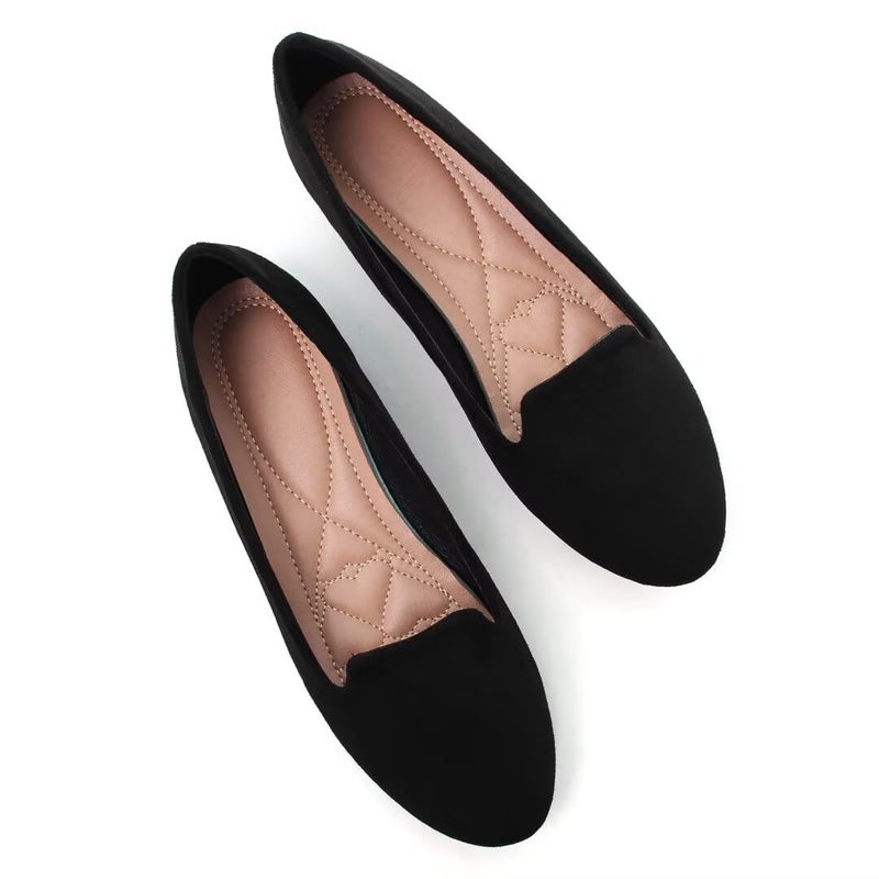 Stunner Women Fashion Cute Slip-On Ballet Shoes Soft Solid Classic Dress Flats Black 38 - Image 1